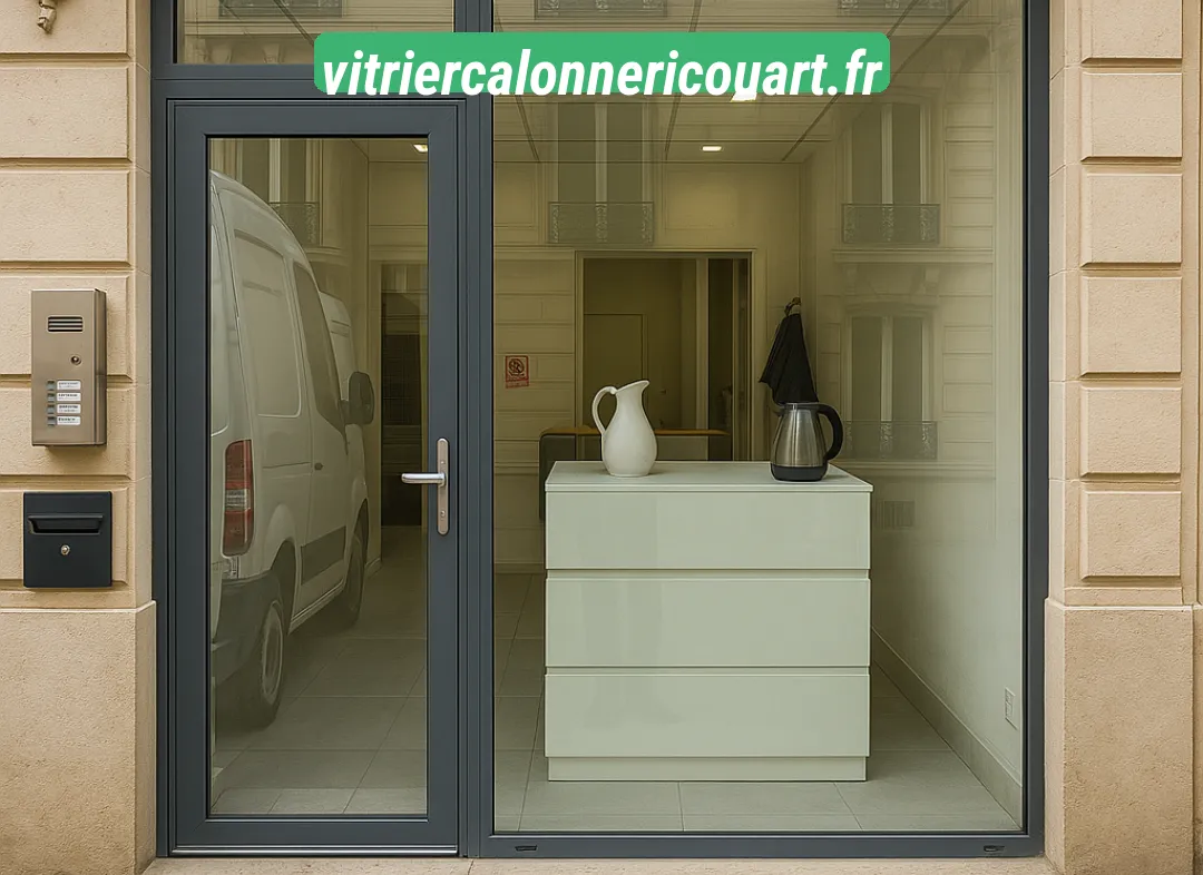 Façade vitrine de magasin en aluminium sur mesure à Calonne-Ricouart